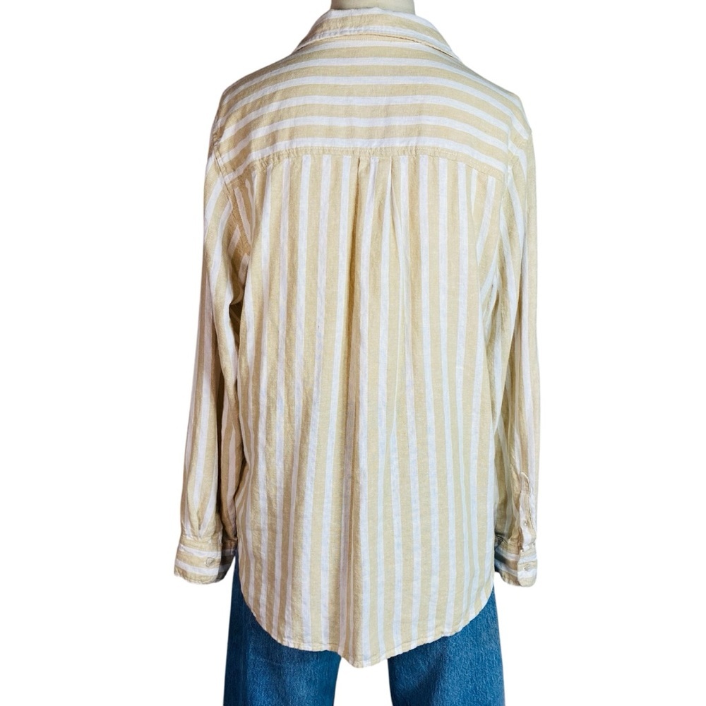 Linen Stripe Button Up Shirt Long Sleeve Universal Thread - Picture 4 of 6